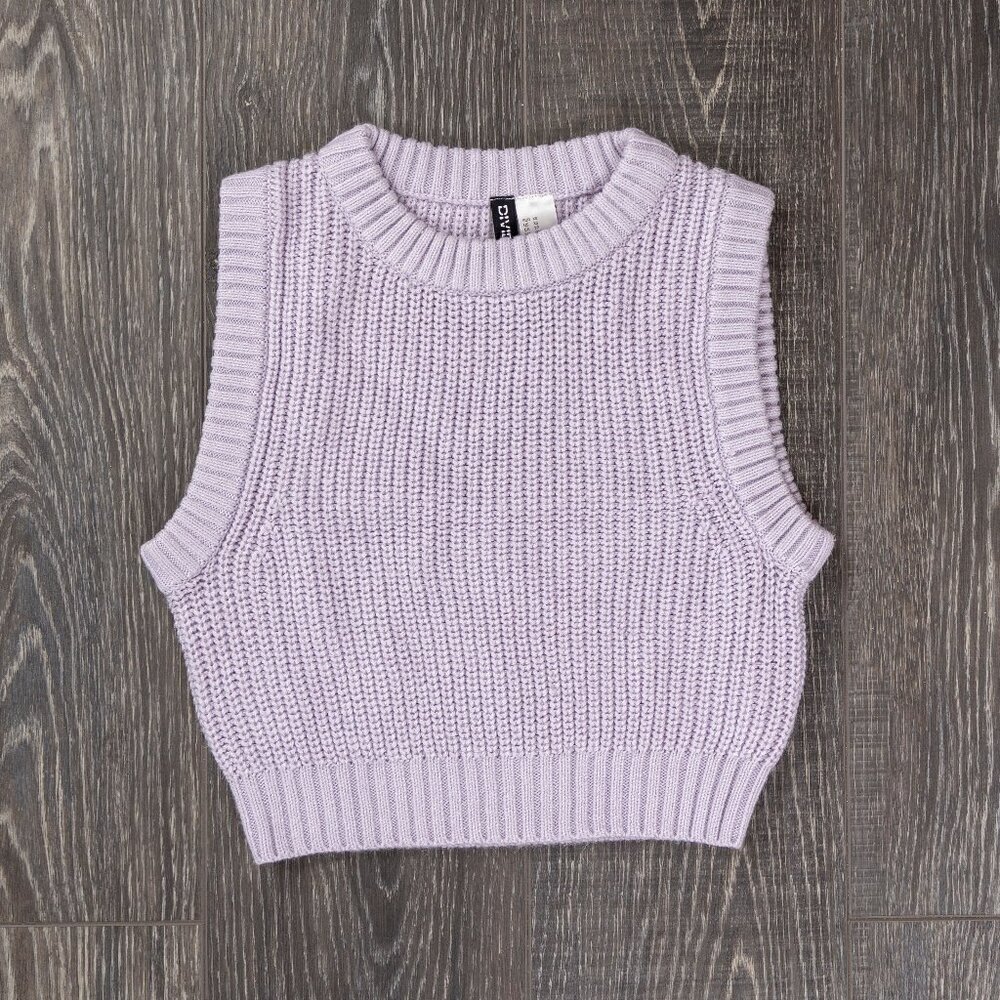Divided Lavender Purple Cropped Sweater Vest XS